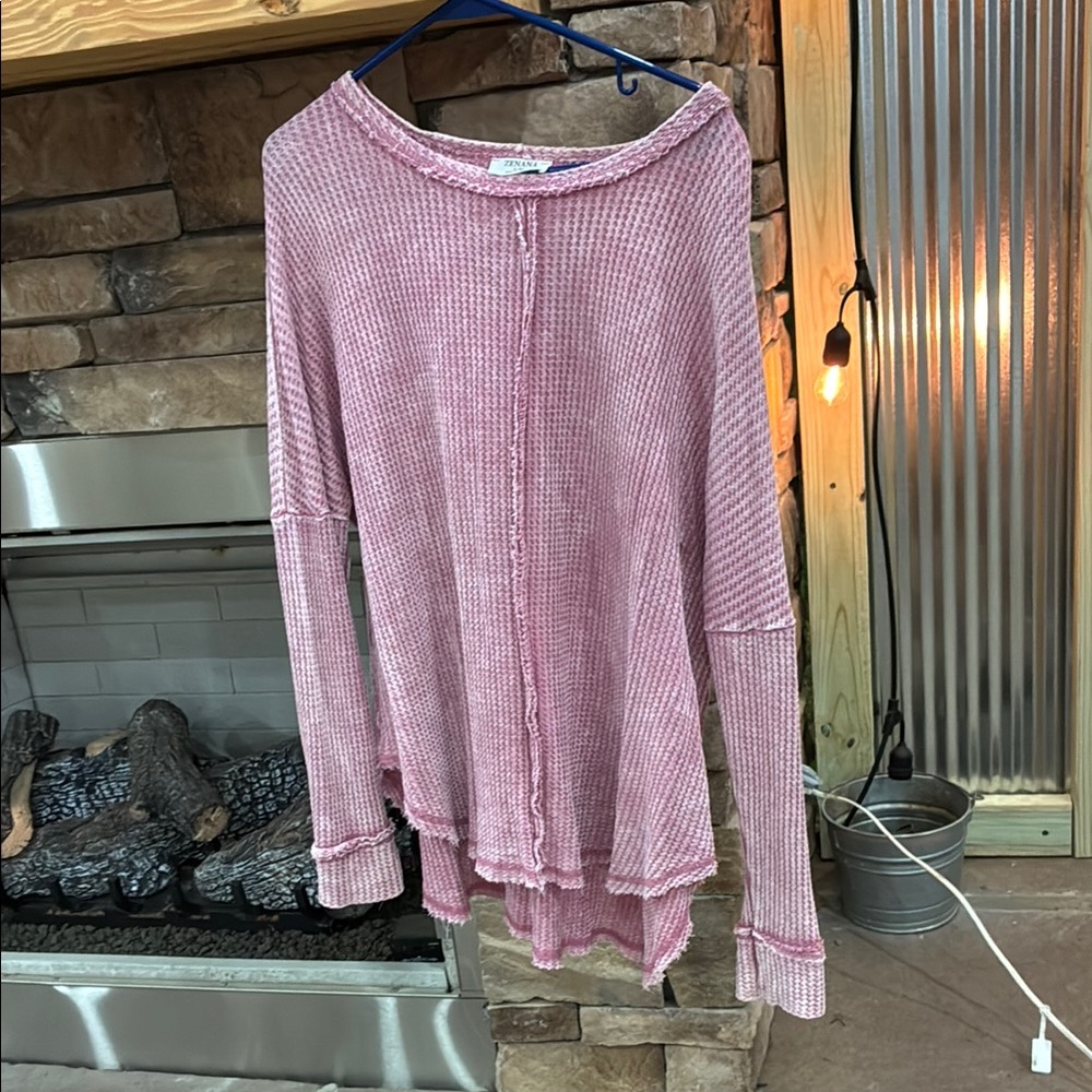 Zenana Outfitters Pink Long Sleeve Tee